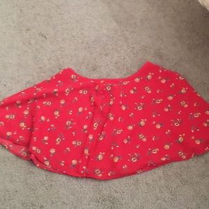 Red floral skirt